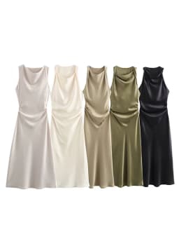 Satin Long Dresses for Women 2025 Summer Slip Midi Dress Woman Sexy Evening Party Dress Sleeveless Female Elegant Dresses