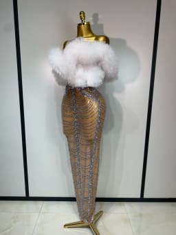 Women Sexy Strapless Rhinestone Bodycon Dress Luxury Birthday Party Costume Bar Nightclub Celebrity Stage Performance Outfit