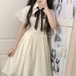Japanese College Style JK Embroidered Dress Women Summer New 2025 Solid Dresses Woman