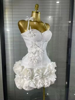 White Red Black Women Sexy Strapless 2 Pieces Bodycon Bandage Mini Dress Florals Celebrate Nightclub Party Birthday Outfit