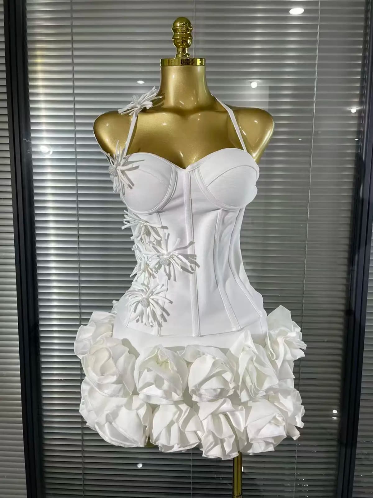 White Red Black Women Sexy Strapless 2 Pieces Bodycon Bandage Mini Dress Florals Celebrate Nightclub Party Birthday Outfit
