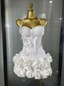 White Red Black Women Sexy Strapless 2 Pieces Bodycon Bandage Mini Dress Florals Celebrate Nightclub Party Birthday Outfit