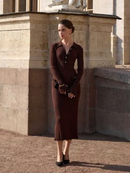 Elegant Knitted Slim Fit Color Block Long Dress Autumn New Fashion High End Personality Ladies Casual Polyester H Version Skirt