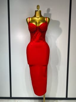 Women Sexy Beading Spaghetti Strap Bodycon Bandage Dress Club Party Luxury Birthday Celebrity Elegant Dresses Wedding Guest Gown
