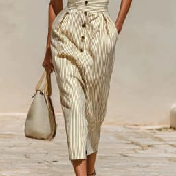 Vintage Vertical Stripe Shirt Dress Women Turn Down Collar Puff Sleeve High Waist Dress Belted Button Pocket Resort Travel Dress