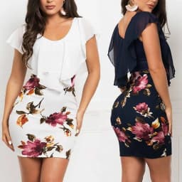 Dress Women Summer 2023 Sexy Floral Printing Splicing Printed Slim Mini O Neck Dresses Casual Vestidos ZCQZ9