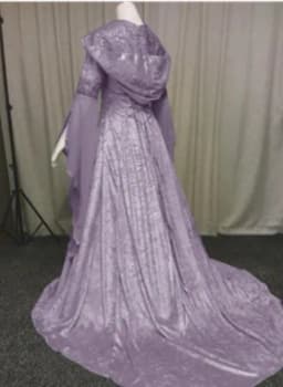 Women Cosplay Dresses Splice Medieval Retro Hooded Long Sleeve Drawstring Waist Cinched Large Floor Length Skirt Dress Vestidos