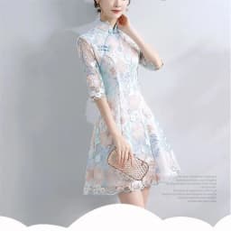 Spring Autumn Female Cheongsam Style Long Dresses Women Half Sleeve Lmproved Maxi Dress 2025 Ladies Fashion Solid Color Vestidos