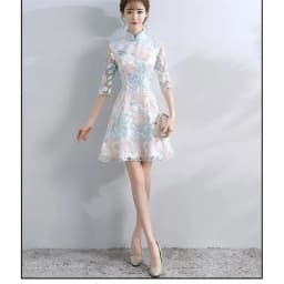 Spring Autumn Female Cheongsam Style Long Dresses Women Half Sleeve Lmproved Maxi Dress 2025 Ladies Fashion Solid Color Vestidos