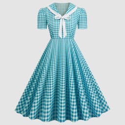 Plaid Printed Vintage Dresses Women Retro 50s 60s Swing Dress Rockabilly Party A Line Dress Summer Lady Bow Prom Dresses Vestido