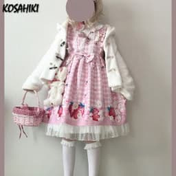 KOSAHIKI Japanese Lolita Dress Girls Strawberry Bunny Jsk Dresses Women Harajuku Sleeveless Cute 2026 Cosplay Vestido