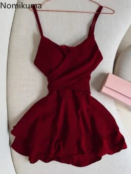 Chic Summer Dress Women Clothing Solid Color Sleeveless Sling Robe Femme 2025 Vestidos De Mujer Slim Waist Folds Mini Dresses