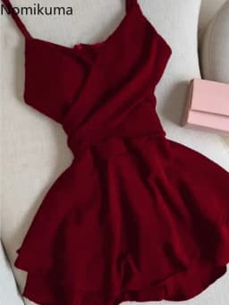 Chic Summer Dress Women Clothing Solid Color Sleeveless Sling Robe Femme 2025 Vestidos De Mujer Slim Waist Folds Mini Dresses