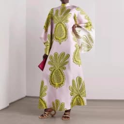 Ethnic Retro Spring Print Boho Long Dress Women Sexy Stand Collar Lace-up Party Dress Fall Long Sleeve Loose Ladies Maxi Dresses