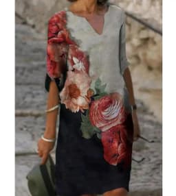 Women Loose Spring Vintage Ruffles Befree Dress Large Big Printed Sexy Summer Boho Casual Party Elegant Dresses Plus Sizes