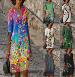 Women Loose Spring Vintage Ruffles Befree Dress Large Big Printed Sexy Summer Boho Casual Party Elegant Dresses Plus Sizes