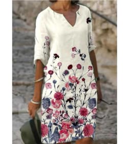 Women Loose Spring Vintage Ruffles Befree Dress Large Big Printed Sexy Summer Boho Casual Party Elegant Dresses Plus Sizes