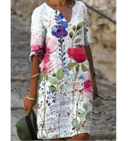 Women Loose Spring Vintage Ruffles Befree Dress Large Big Printed Sexy Summer Boho Casual Party Elegant Dresses Plus Sizes