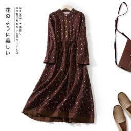 2024 Print Floral Patchwork Vintage Autumn Dress Draw String Office Lady Outdoor Work Dress Fashion Women Casual Spring Dress