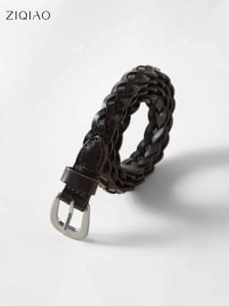 ZIQIAO 2026 Spring Women's Handwoven Cowhide Leather Belt - Braided Design Adjustable Waistband for Casual Daily Wear