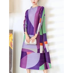 YUDX Miyake Pleated Print Dress For Women Medium Long Stand Collar Niche Design Loose Pullover A Line Female Spring New 2024