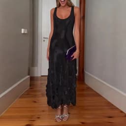 Sexy Sequined Long Dress Women Sling Sleeveless Backless Hollow Out Female Party Dresses 2026 Spring U-neck Lady Robe