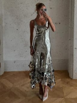 Sexy Sequined Long Dress Women Sling Sleeveless Backless Hollow Out Female Party Dresses 2026 Spring U-neck Lady Robe
