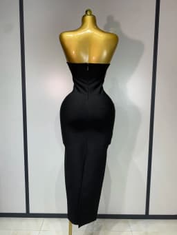 Women Sexy Strapless Diamond Lines Bodycon Bandage Long Dress Celebrity Red Carpet Dress Elegant Evening Birthday Party Dresses