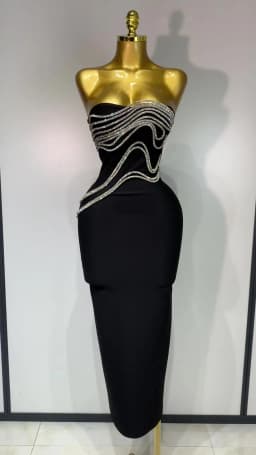 Women Sexy Strapless Diamond Lines Bodycon Bandage Long Dress Celebrity Red Carpet Dress Elegant Evening Birthday Party Dresses