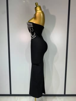 Women Sexy Strapless Diamond Lines Bodycon Bandage Long Dress Celebrity Red Carpet Dress Elegant Evening Birthday Party Dresses