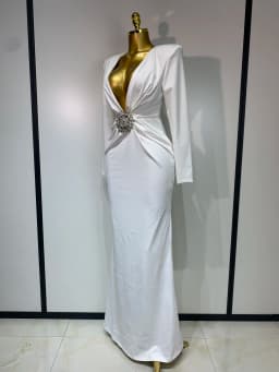 Women Long Sleeve Deep V-Neck Bodycon Long Dress Elegant Evening Party Club Celebrate Cocktail Outfit Luxuru Birthday Dress