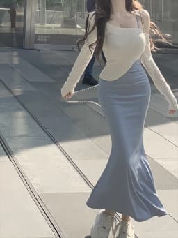 Sexy Slim Fit Long Dress Women's Mom Skirt Wrap around Bodycon Dress Autumn Season Long Sleeve Asymmetrical Hemline