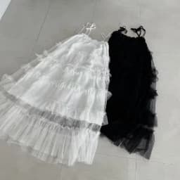 Korean Style Lace Trimmed Mesh Splice Summer New Sweet Biscuit Long Dress Women's Strap Dress Cake Skirt Commute Style