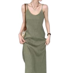 Women's Loose Sleeveless Suspender Dress With A-Line Shape Slim Folds And Ankle-Length Skirt Designed For Beach And Daily Wear