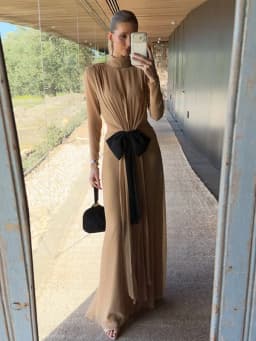 Turtleneck Hollow Out Bow Long Dress Women Sexy Full Sleeve Backless Pleated Slim Party Evening Dresses Chic Ladies Vestidos New