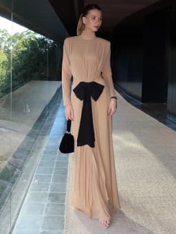 Turtleneck Hollow Out Bow Long Dress Women Sexy Full Sleeve Backless Pleated Slim Party Evening Dresses Chic Ladies Vestidos New