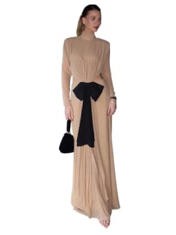 Turtleneck Hollow Out Bow Long Dress Women Sexy Full Sleeve Backless Pleated Slim Party Evening Dresses Chic Ladies Vestidos New