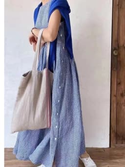 Summer New French Style Plaid Sleeveless Casual Dress Women Length Round Neck Loose Waist Skirt Women Ladies Dresses Vestidos