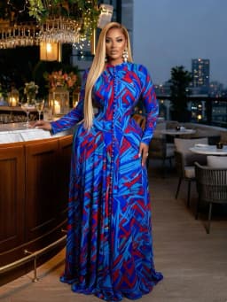 CM.YAYA Women O-neck Full Sleeve Big Swing Tie Dye Print Long Dress 2026 Sexy Beach Party Evening Vacation Maxi Dresses Vestidos
