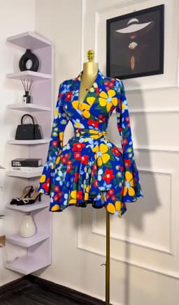 CM.YAYA 2026 Spring Women Flare Long Sleeve V-neck Sashes Ruffle Mini Dress Street Elegant Sexy Vacation Party Birthday Dresses