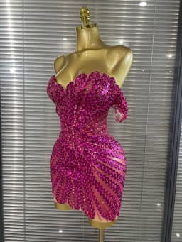 STOCK Women Sexy Strapless Shining Sequins Crystal Laced-up Bodycon Mini Dress Nightclub Party Celebrate Birthday Fashion Outfit