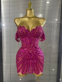 STOCK Women Sexy Strapless Shining Sequins Crystal Laced-up Bodycon Mini Dress Nightclub Party Celebrate Birthday Fashion Outfit