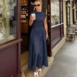 Talenza White Polka Dot Long Dress Summer Sexy High-Waisted Vintage Print Sleeveless Dress Casual Party Vacation New Women Dress