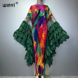 WINYI Elastic Slim Pleated Dress Beach Wear Fashion Kaftan Abaya Dubai Luxury Party Dress Long Down Muslim Woman Evening Dress