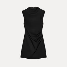 Elegant Simple Short Dress ZADATA Women's Fashion Casual Style Shoulder Pads A-Line Skirt round Neckline No Sleeve Autumn 2025