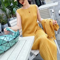 High-grade Women Solid Color Vestidos Lady Fashion Pleated Sleeveless Maxi Dress Summer Femme New Round Neck Vest Long Dresses