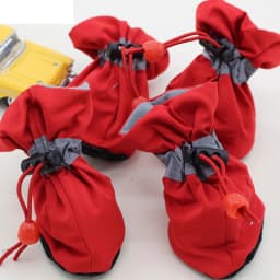 Pet Winter Shoes Cat & Dog Boots Paw Protectors, Fleece Warm Snow Booties for Puppy with Reflective Strip Anti-Slip Rubber