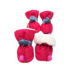 Pet Winter Shoes Cat & Dog Boots Paw Protectors, Fleece Warm Snow Booties for Puppy with Reflective Strip Anti-Slip Rubber