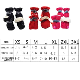 Pet Winter Shoes Cat & Dog Boots Paw Protectors, Fleece Warm Snow Booties for Puppy with Reflective Strip Anti-Slip Rubber