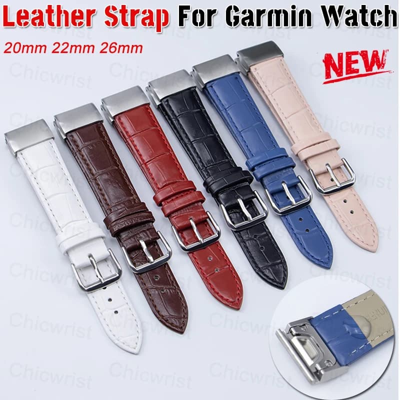 20 22 26mm Leather Strap For Garmin Watch Fenix 7s 7X 6s 6X Pro 5S 5X Plus 3HR Quick Fit Bracelet Gen 2/Enduro 2 Smartwatch Band